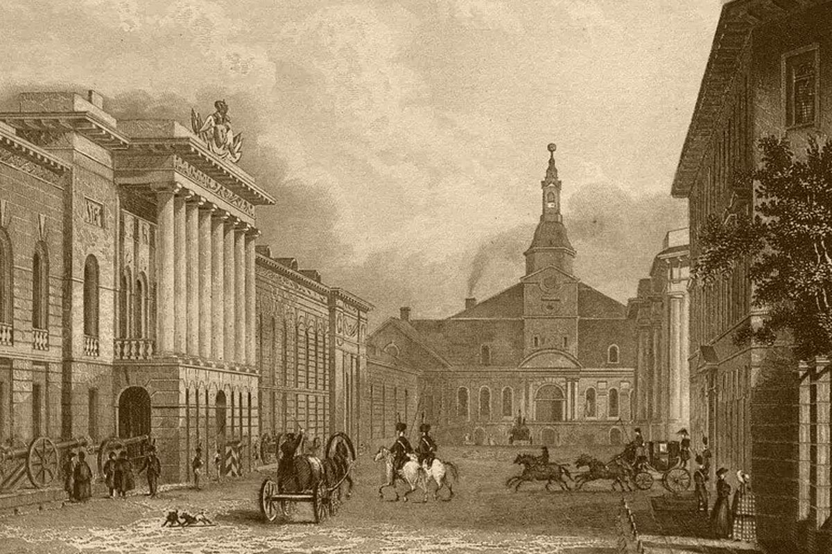 Литейный двор и Арсенал. Гравюра Gаubert по рисунку Горностаева Алексея Максимовича 1830–1833